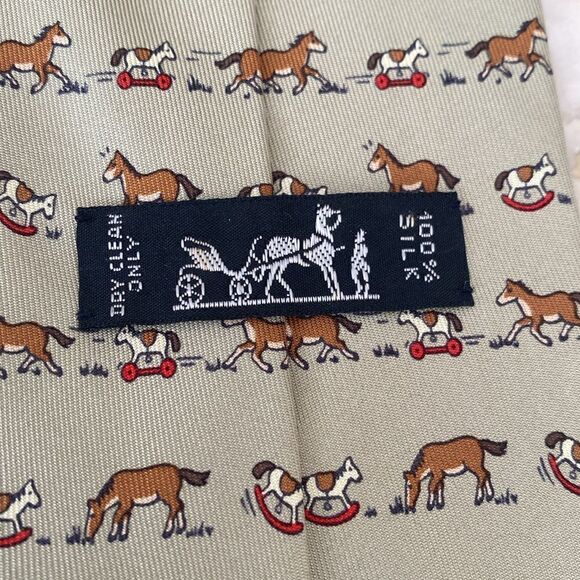 Authentic HERMES Paris Equestrian Rocking Horse 100% Silk Tie - Picture 6 of 8